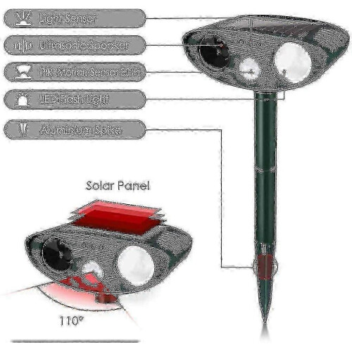 Solar powered deer deterrent ultrasonic pack of 2 1