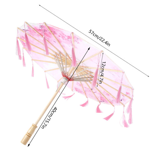 Cream White Silk Tassel Umbrella 2
