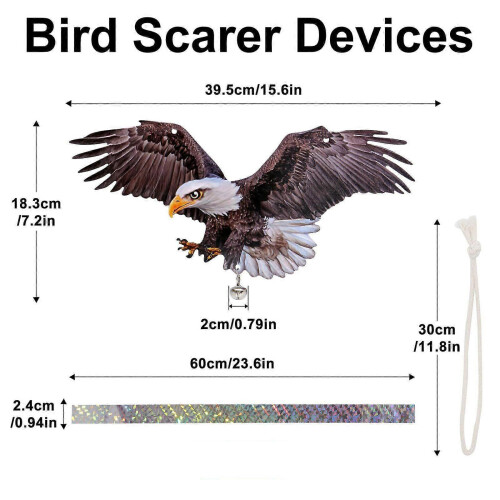 (Style B) Double Faced Acrylic Owl Sculptures Including Reflective Accessories for Balcony Bird Control Multicolor 2