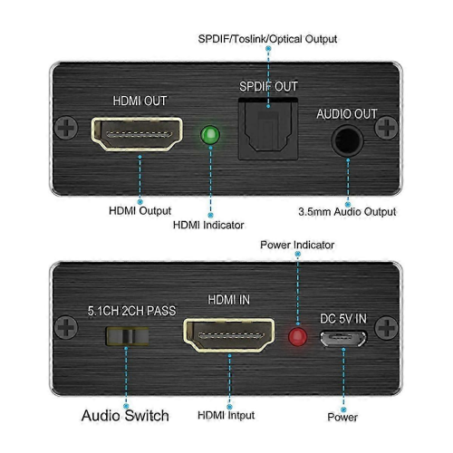HDMI-compatibele audio-converter SPDIF-audio-extractor 2