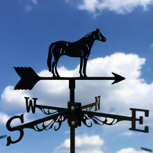 (C) Outdoor Wrought Iron Wind Vane Statue - Metal Wind Direction Indicator with Decorations, Garden & Courtyard Ornament