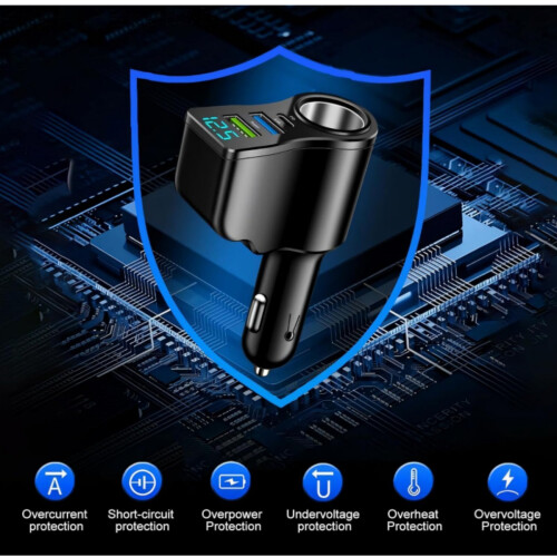 New digital display 66W car charger one to two cigarette lighter conversion multi-function dual usb mobile phone charger 2