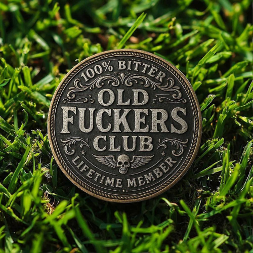 Grumpy Old Fuckers Club Κέρμα Διπλής Όψης με 100% Πικρό Μέλος Ισόβιας Χρήσης, Σχέδιο για Παλ 2