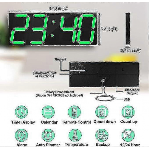 Ψηφιακό Ρολόι Τοίχου με Οθόνη LED: Τηλεχειριστήριο με Χρονοδιακόπτη Αύξησης 1