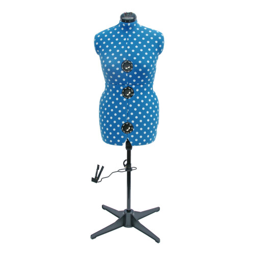 (Medium (UK 16-20)) Adjustable Dressmakers Dummy - Duck Egg Blue Polka Dot. Available in 4 Sizes. 1