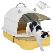 Kattenbak met gesloten lade, handvat en doorschijnende deur, 40,5 x 52 x 39 cm