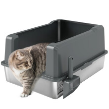 Kattenbak van roestvrij staal met een grote inhoud van 85 liter, halfgesloten toiletruimte