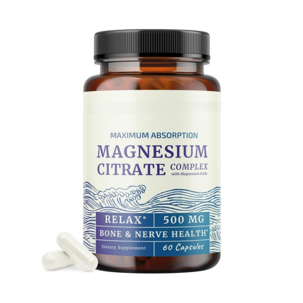 (1pcs) Magnesium Citrate Complex 500 MG for Constipation & Digestion Supportï¼60 Capsules