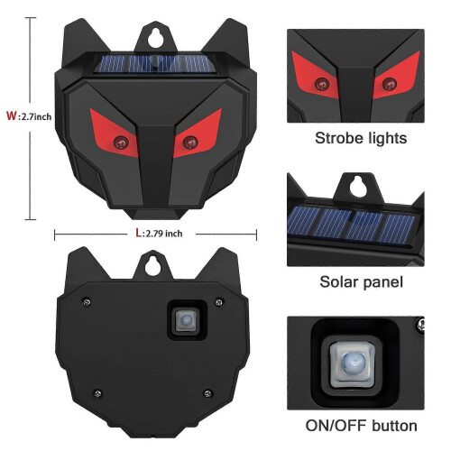 4 Pack Solar Animal Repeller Deer Deterrent with Red Lights Waterproof Outdoor Predator Control 1