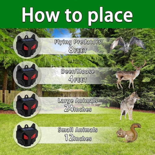 4 Pack Solar Animal Repeller Deer Deterrent with Red Lights Waterproof Outdoor Predator Control 2