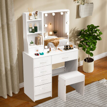 Makeup Vanity Desk Set with Mirror And 6 Drawers