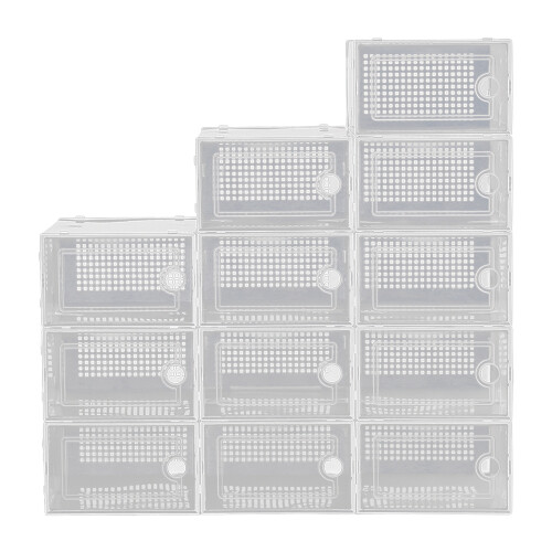 12 Pack White Foldable Stackable Clear Plastic Shoe Storage Boxes 33x23x14cm 1