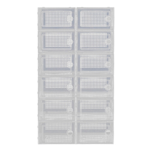 12 Pack White Foldable Stackable Clear Plastic Shoe Storage Boxes 33x23x14cm 2