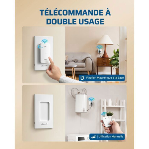 Wireless Remote Control Socket with Removable Wall Switch, 16A 3680W, 30m Range, Battery Included, Compact Plug-in Outle 1