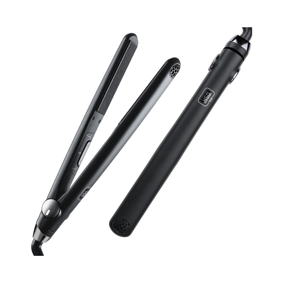 Stoyotu Black Hair Straightener Fast Heating Professional Flat Iron Curling Iron For All Hair Types Adjustable Temp Automatic Shut Off Home Traveling Use