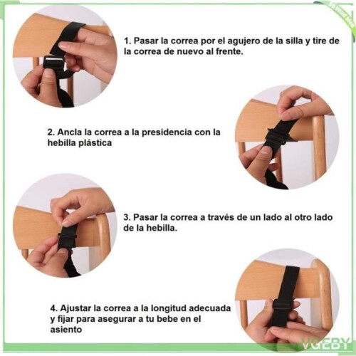 Harnais de sécurité universel à cinq points pour bébé, sangle détachable noire pour poussettes et chaises hautes 2