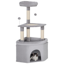 Speeltoren voor katten, krabpaal van sisal, platform, schuilplaats, pluche stof, ballen.