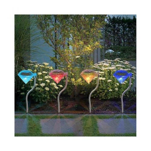 4Pcs Solar Lights Garden LED Colour Changing Diamond Solar Lights 1