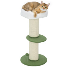 Drielaagse bloemenkrabpaal voor katten, krabton, platform en bal, sisalpaal, Ø 45 x 92 cm
