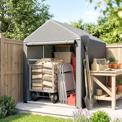 Outsunny Carpa para Herramienta Gris 120 x 179 x 165 cm 1