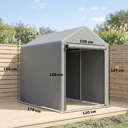 Outsunny Carpa para Herramienta Gris 120 x 179 x 165 cm 2