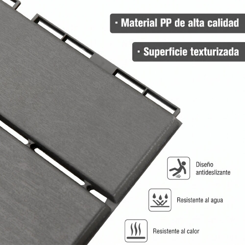 Outsunny Baldosas Cuadrada Negro 30 x 30 x 2 cm 1