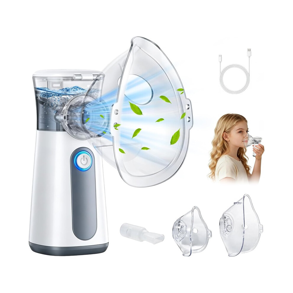 Stoyotu Portable Nebuliser Machine For Adults Kids Rechargeable Mesh Nebulizer With Led Display Quiet Steam Inhaler Inhalator For Breathing Home Travel Use