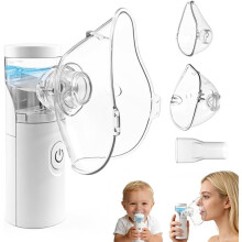 Nebuliser Machine for Adults & Kids, Handheld Nebulizer with Masks Mouthpiece, Home Portable nebuliser for Adults & Kids, Suit for Home & Travel White