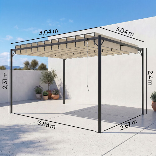 Outsunny Pérgola Beige 404 x 304 x 240 cm 2