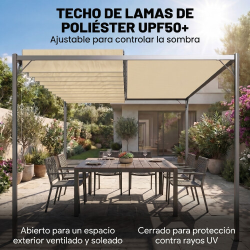 Outsunny Pérgola Beige 404 x 304 x 240 cm 1