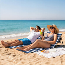 Outsunny Garden Beach Chair Mat, Sun Lounger Seats with Adjustable Back