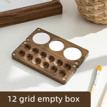 (SKY BLUE) Portable Wooden Handmade Watercolor Paint Box Empty Magnetic Suction Box Palette Artist Travel Sketch Painting Art Supplies