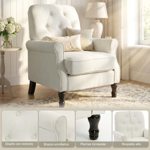 Homcom Sillón Beige 69 x 75 x 90 cm 2