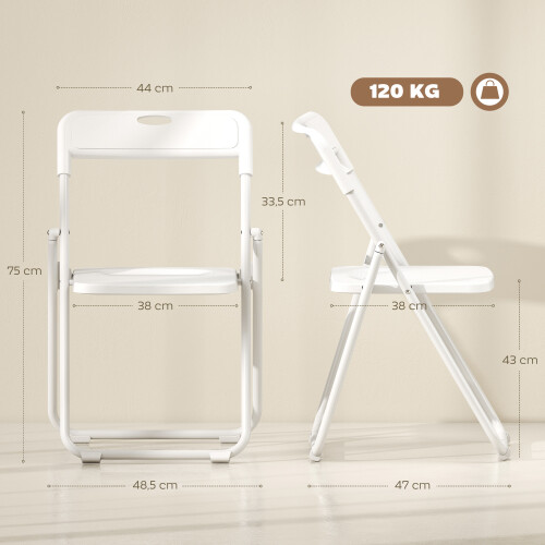 Homcom Sillas Plegable Blanco 48.5 x 47 x 75 cm 2