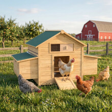 PawHut Chicken Coop with Nesting Box, Openable Top, Pull-Out Tray, Yellow
