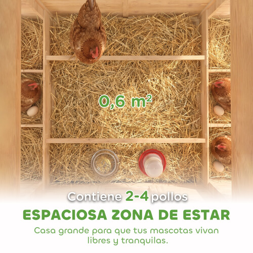 PawHut Gallinero de Madera Amarillo 150 x 100 x 96.5 cm 2
