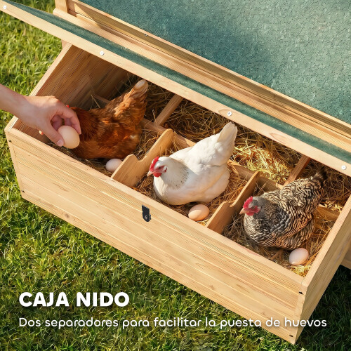 PawHut Gallinero de Madera Amarillo 150 x 100 x 96.5 cm 1