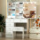UK Dressing Table 6 Drawers With LED Lights Mirror 4
