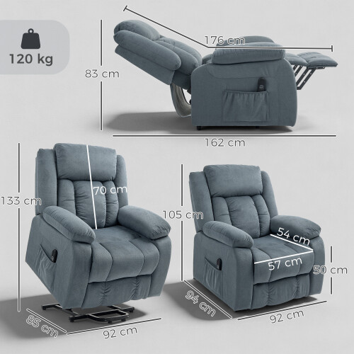 Homcom Sillón Elevador Gris 92 x 94 x 105 cm 2