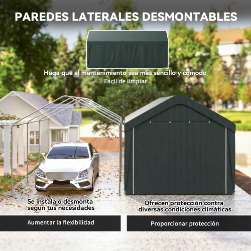 Outsunny Carpa para Garaje Gris 590 x 300 x 280 cm 2