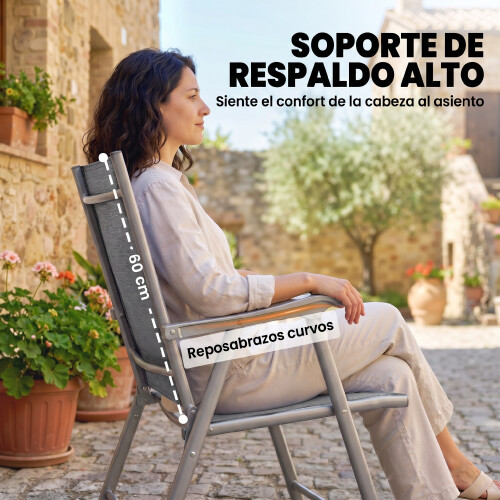 Outsunny Sillas Plegable Gris 62 x 58 x 97 cm 1
