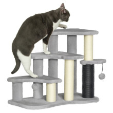Krabpaal/krabtoren voor katten, 50 cm hoog, met pluche platforms en ballen, voor katten tot 5 kg