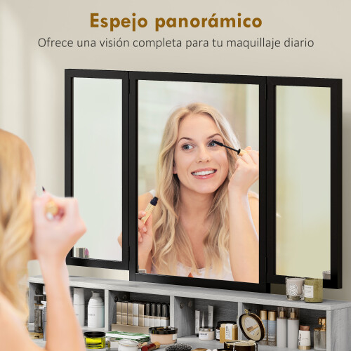 Homcom Tocador de Maquillaje Gris 90 x 40 x 141 cm 1