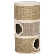 Krabpaal voor buiten, kattentoren met natuurlijke sisal en zeegras, bekleed met pluche.