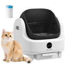 Selbstreinigende Katzentoilette, automatisch öffnende Katzentoilette, Geruchsisolierung/Sicherheitsschutz, weiß