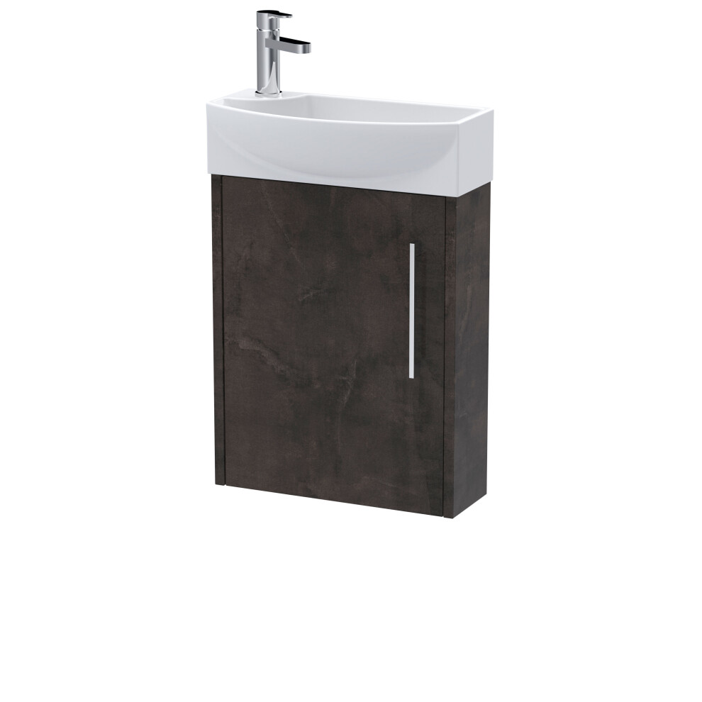 Winshill Contemporary 1 Door Right-Hand Wall Hung Cloakroom Vanity Unit With Basin, Metallic Slate, 440Mm 5056883785270