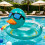(Yellow) Sequined Inflatable Duck Donut Swim Float for Beach Pool Party 5