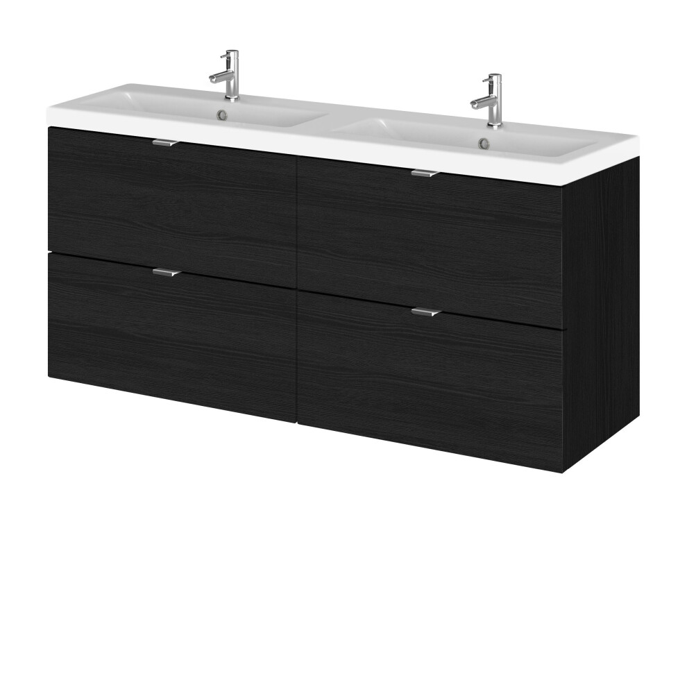Balterley Alrewas Contemporary 4 Drawer Wall Hung Vanity Unit With Basin, Charcoal 1200Mm Black