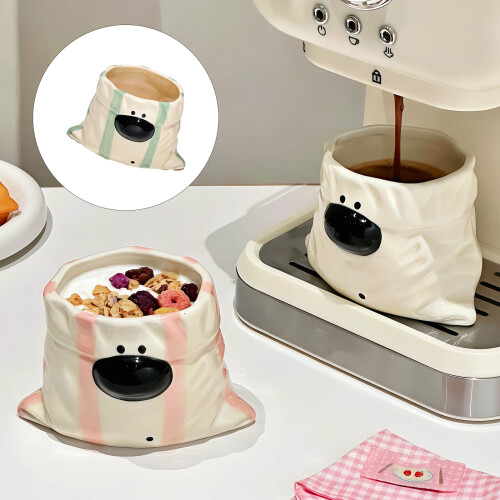 Unique Dog Themed Ceramic Cup With Smooth Smooth-Striped Powder 2