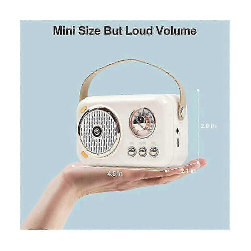 Portable Bluetooth Speaker with Microphone Set, Vintage Bluetooth Speaker with Home (White) 1